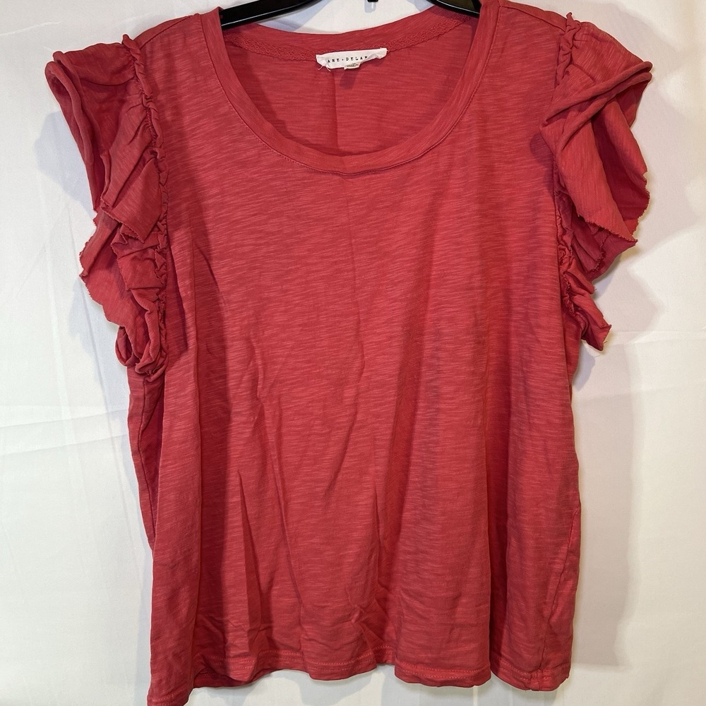 Jane + Delancey women's pink flutter‎ sleeve T-shirt X-Large Spring Layers Shirt